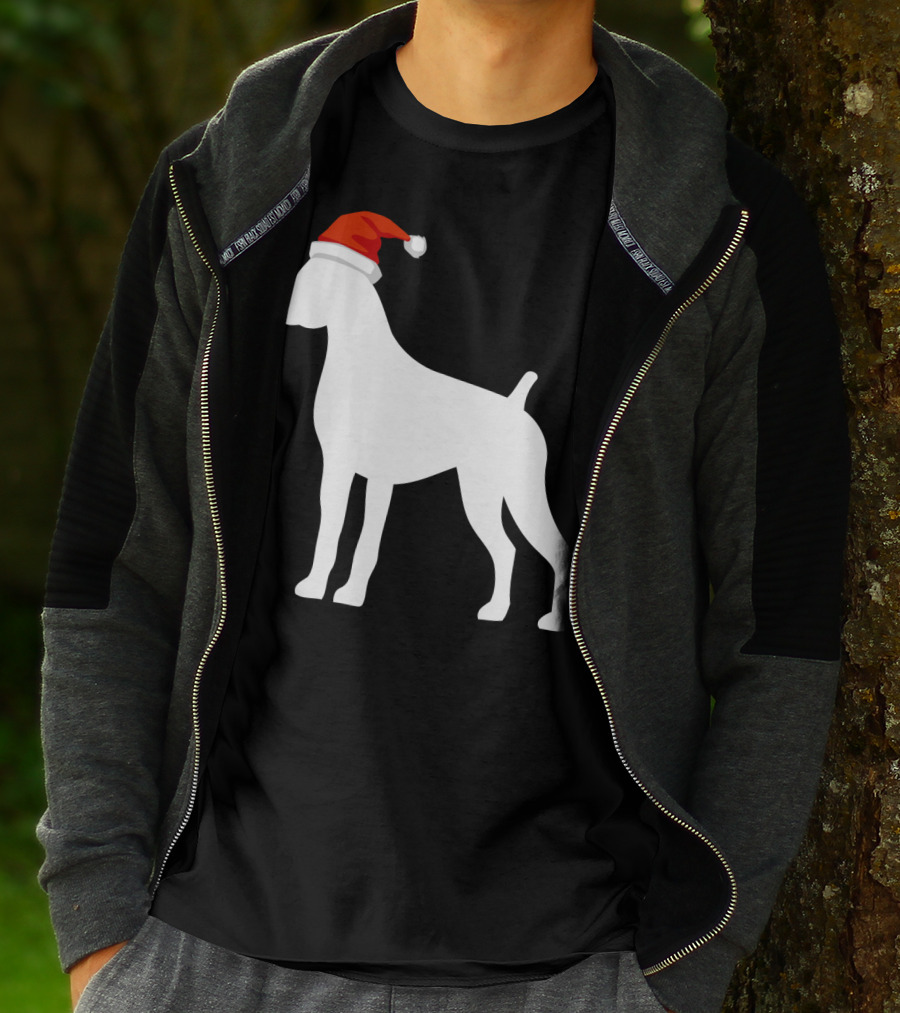 Boxer Dog Wearing Santa Hat Christmas T-Shirt