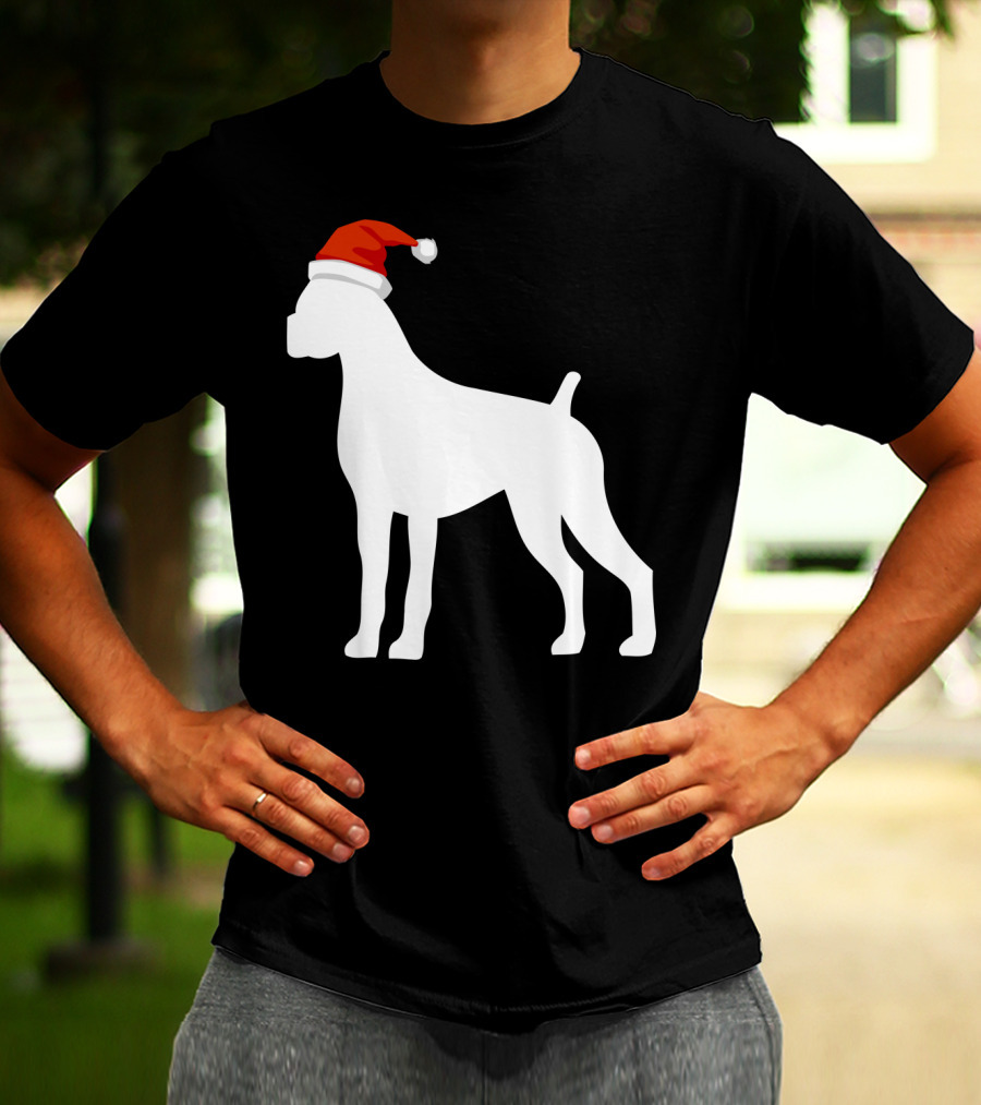 Boxer Dog Wearing Santa Hat Christmas T-Shirt