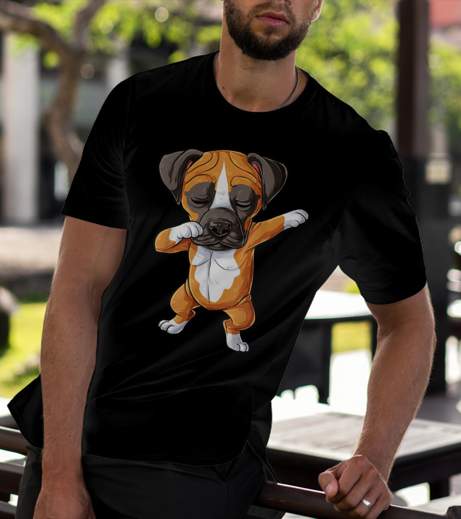Funny Dabbing Boxer Dog Puppy Lover Kids Boys Dab T-Shirt