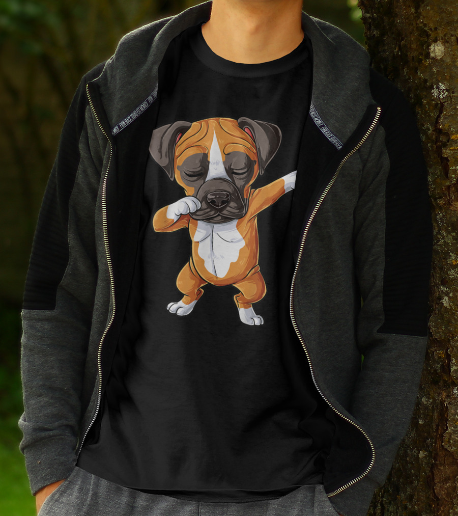 Funny Dabbing Boxer Dog Puppy Lover Kids Boys Dab T-Shirt