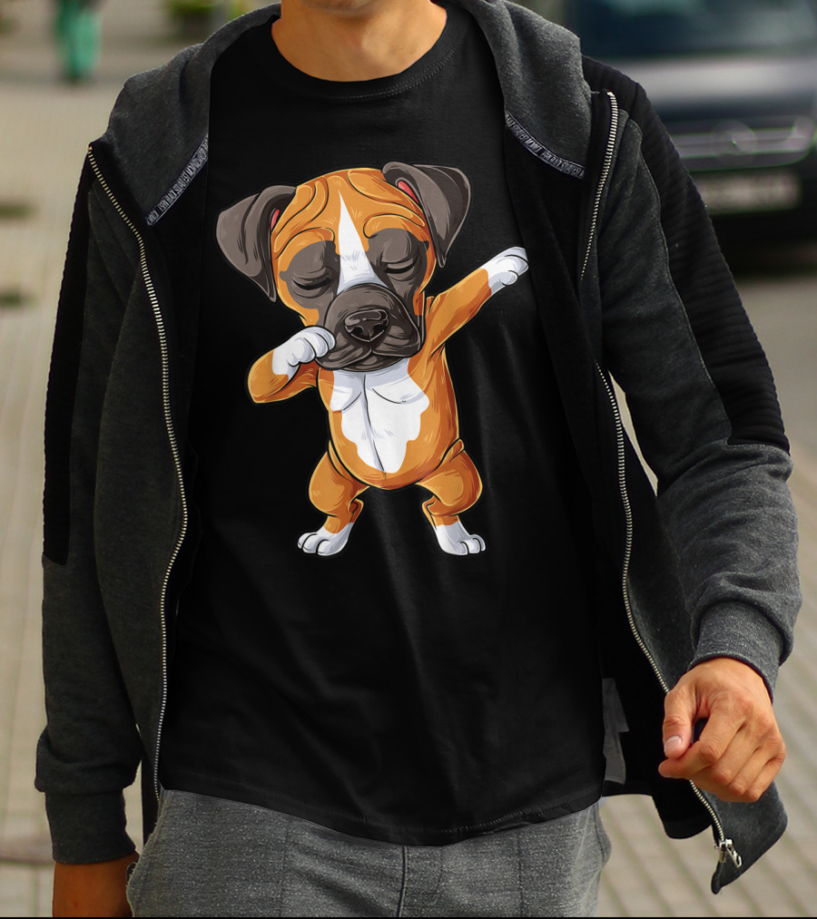 Funny Dabbing Boxer Dog Puppy Lover Kids Boys Dab T-Shirt