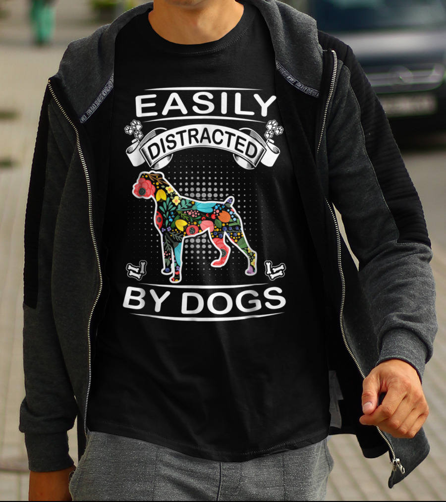 Easily Distracted By Dogs Colorful Boxer T-Shirt