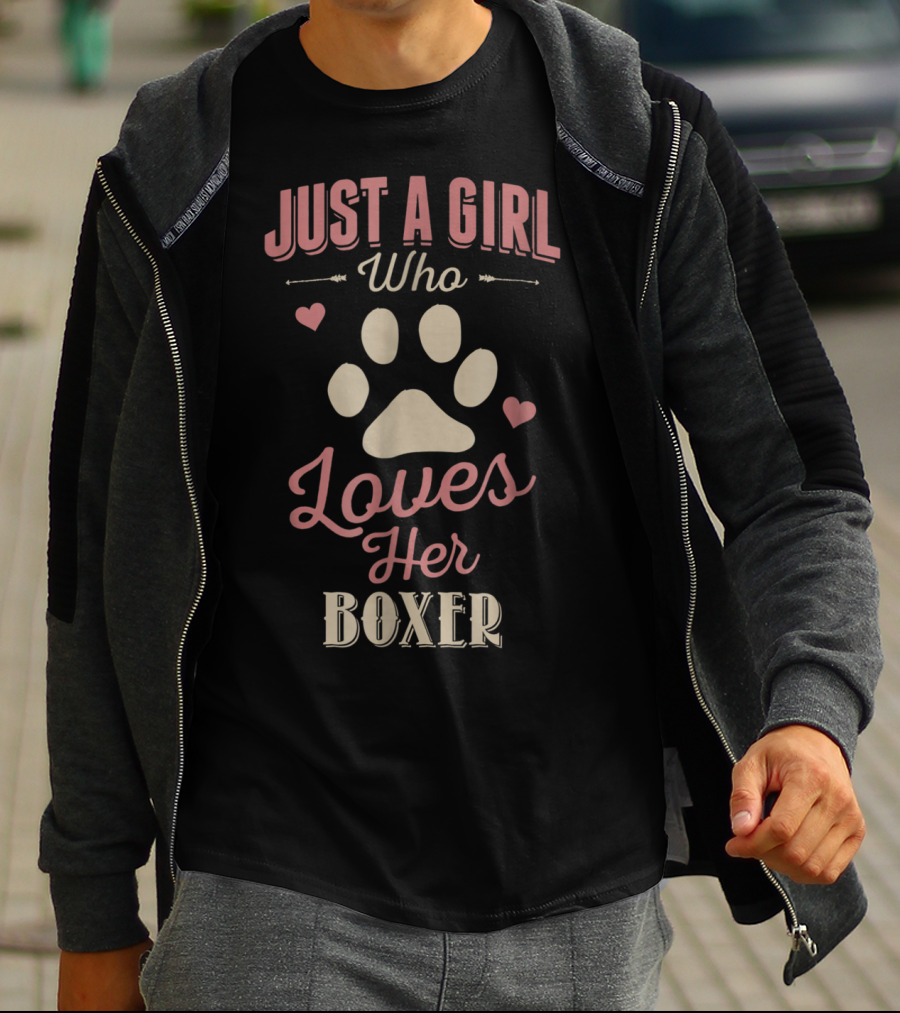 Just A Girl Who Loves Her Boxer Paw Heart T-Shirt