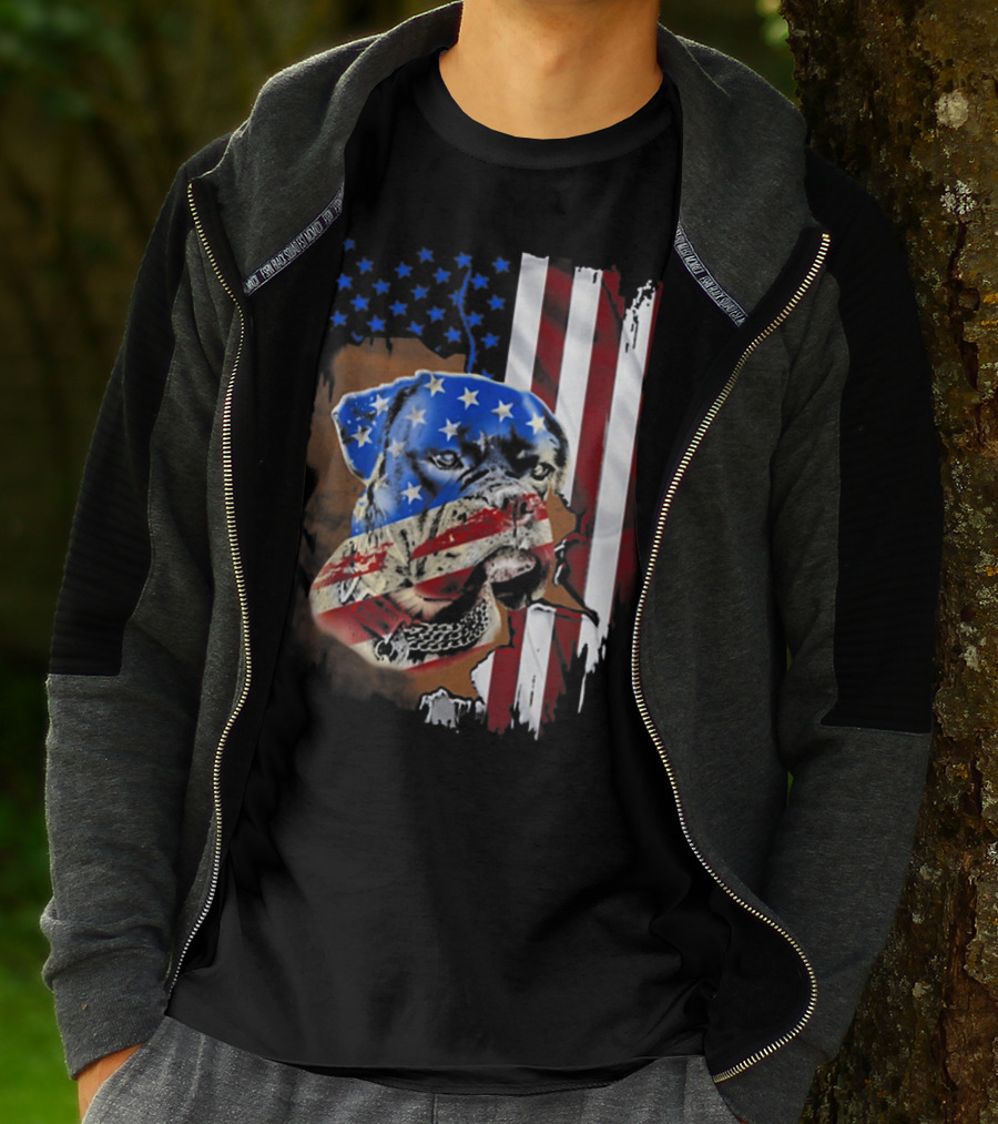 American Flag Boxer Dog Tattoos T-Shirt