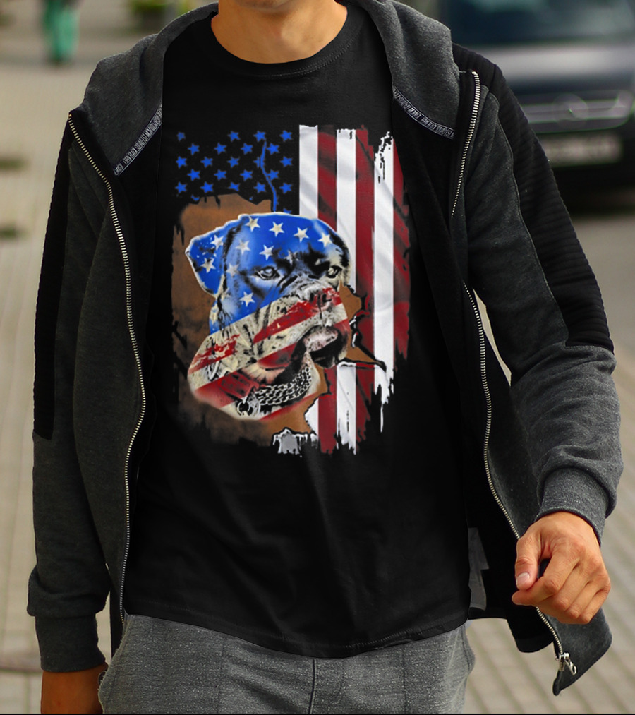 American Flag Boxer Dog Tattoos T-Shirt