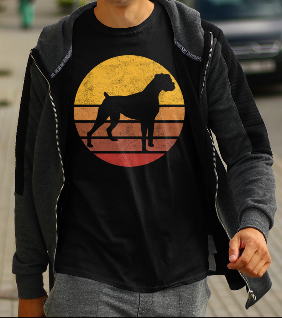 Vintage Sunset Boxer Dog T-Shirt