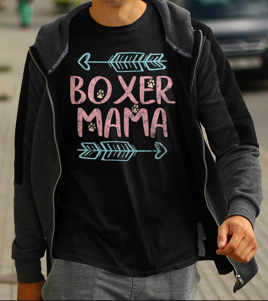 Boxer Mama Arrows Paw Prints T-Shirt