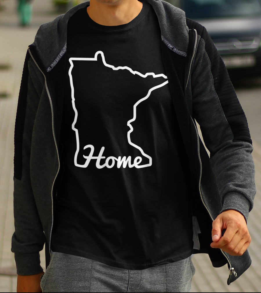 Minnesota Home Map State Outline Native Minnesotan T-Shirt