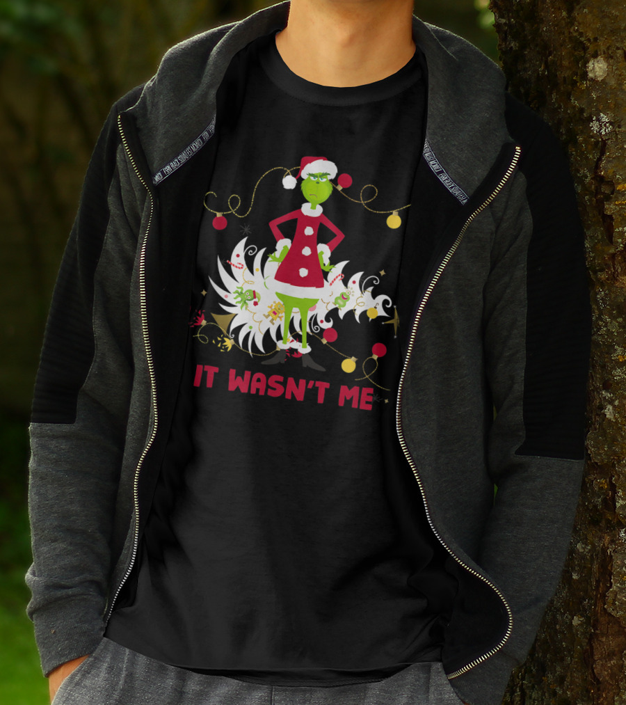 Drseuss The Grinch It Wasn't Me Santa Outfit Holiday Whimsy T-Shirt
