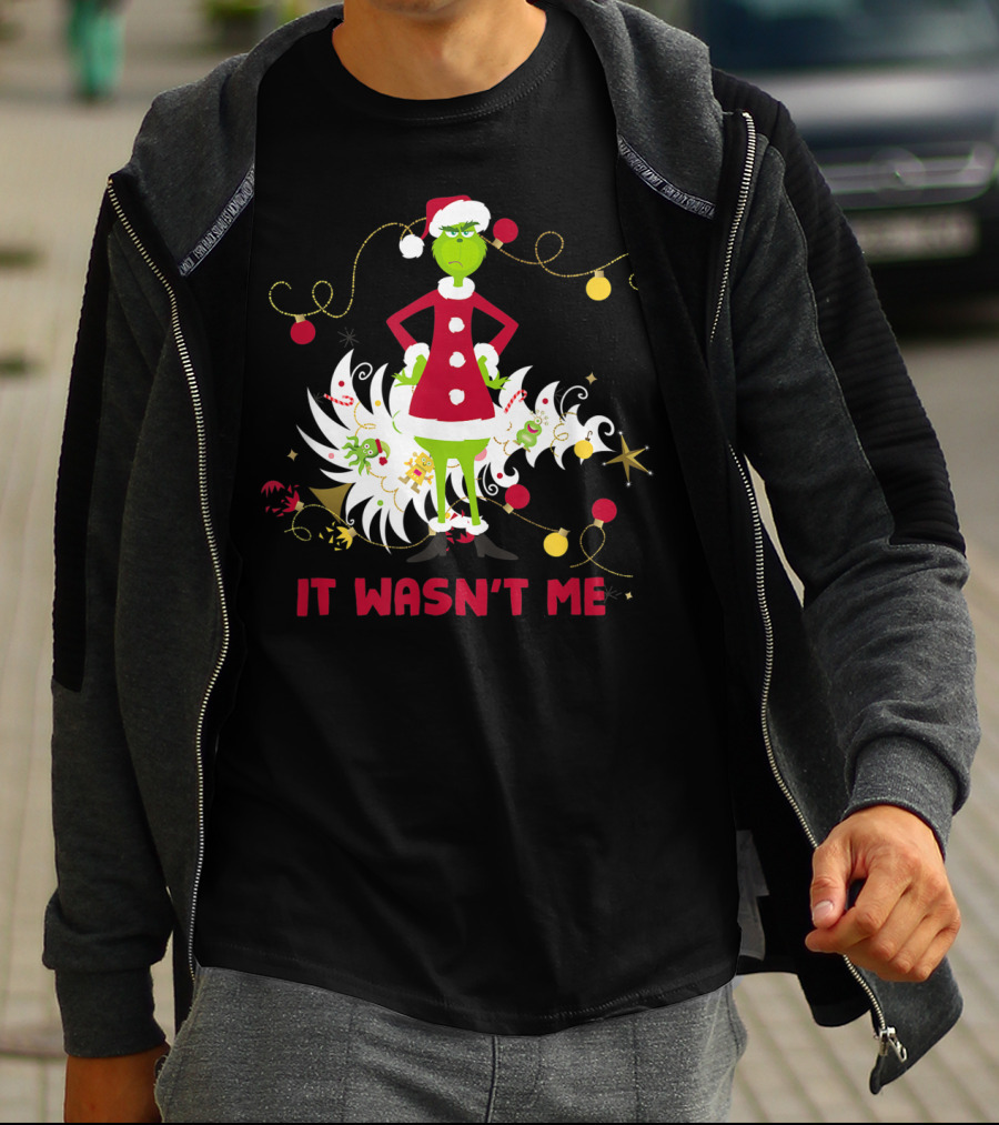 Drseuss The Grinch It Wasn't Me Santa Outfit Holiday Whimsy T-Shirt