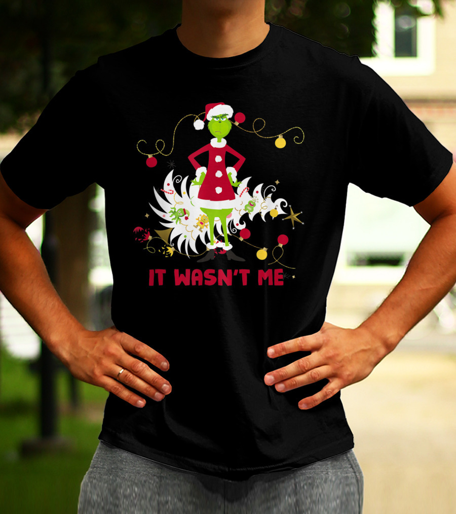 Drseuss The Grinch It Wasn't Me Santa Outfit Holiday Whimsy T-Shirt