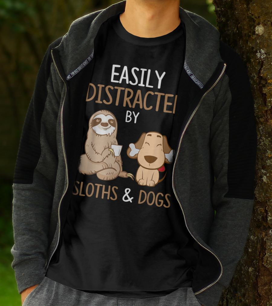 Easily Distracted By Sloths And Dogs T-Shirt