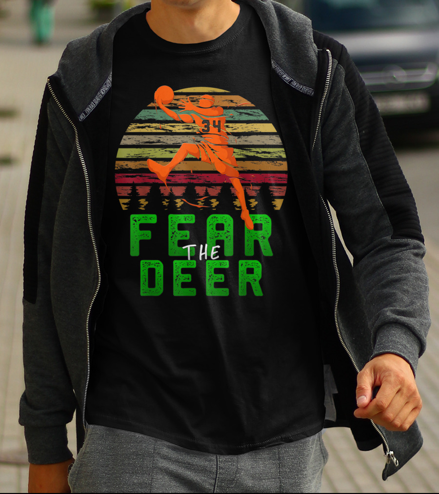 Fear The Deer Milwaukee Basketball Retro Sunset Jumper T-Shirt