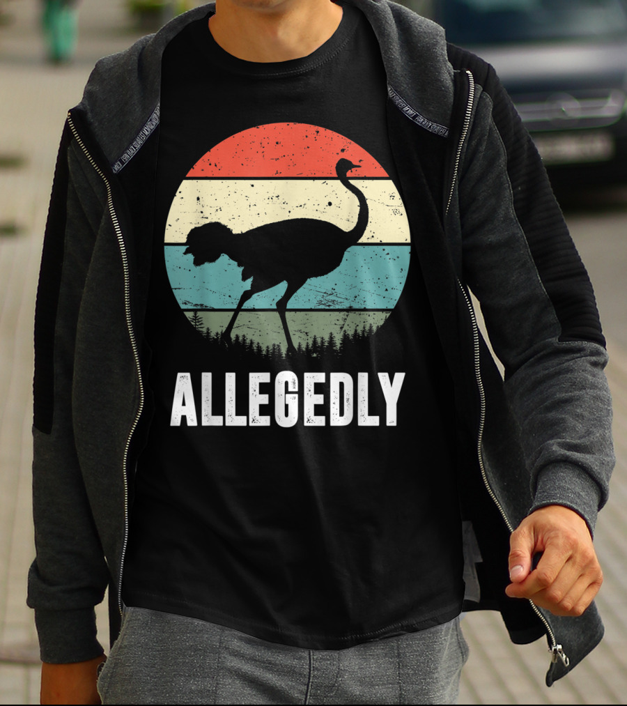 Allegedly Ostrich Silhouette Retro Stripes T-Shirt