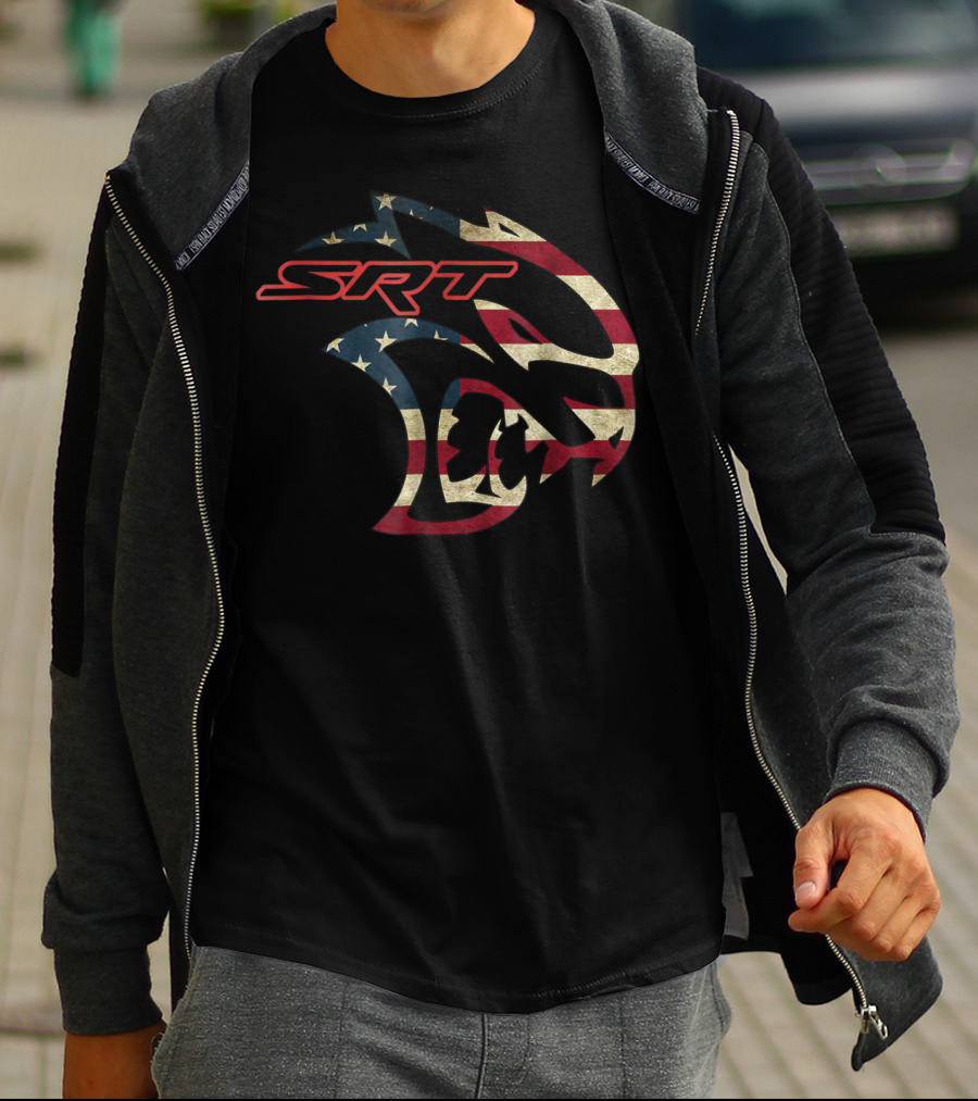 SRT Hellcat Dodge Vintage American Flag T-Shirt