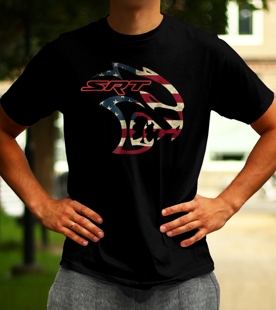 SRT Hellcat Dodge Vintage American Flag T-Shirt
