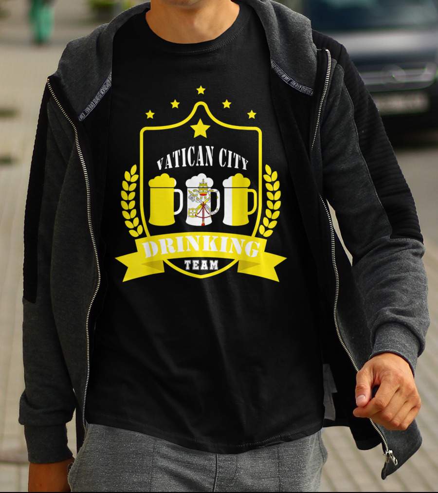 Vatican City Drinking Team Beer Crest Casual Teamwear T-Shirt