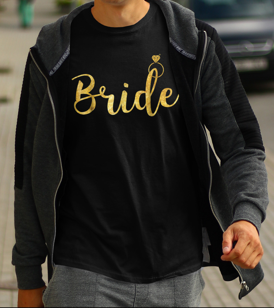 Bride Gold Text With Ring T-Shirt