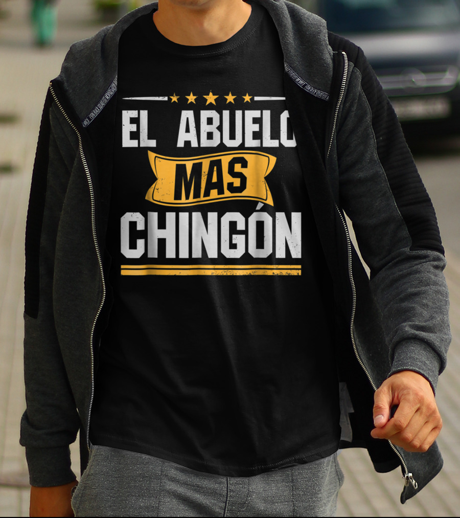 El Abuelo Mas Chingon Stars Banner Bold Letters T-Shirt