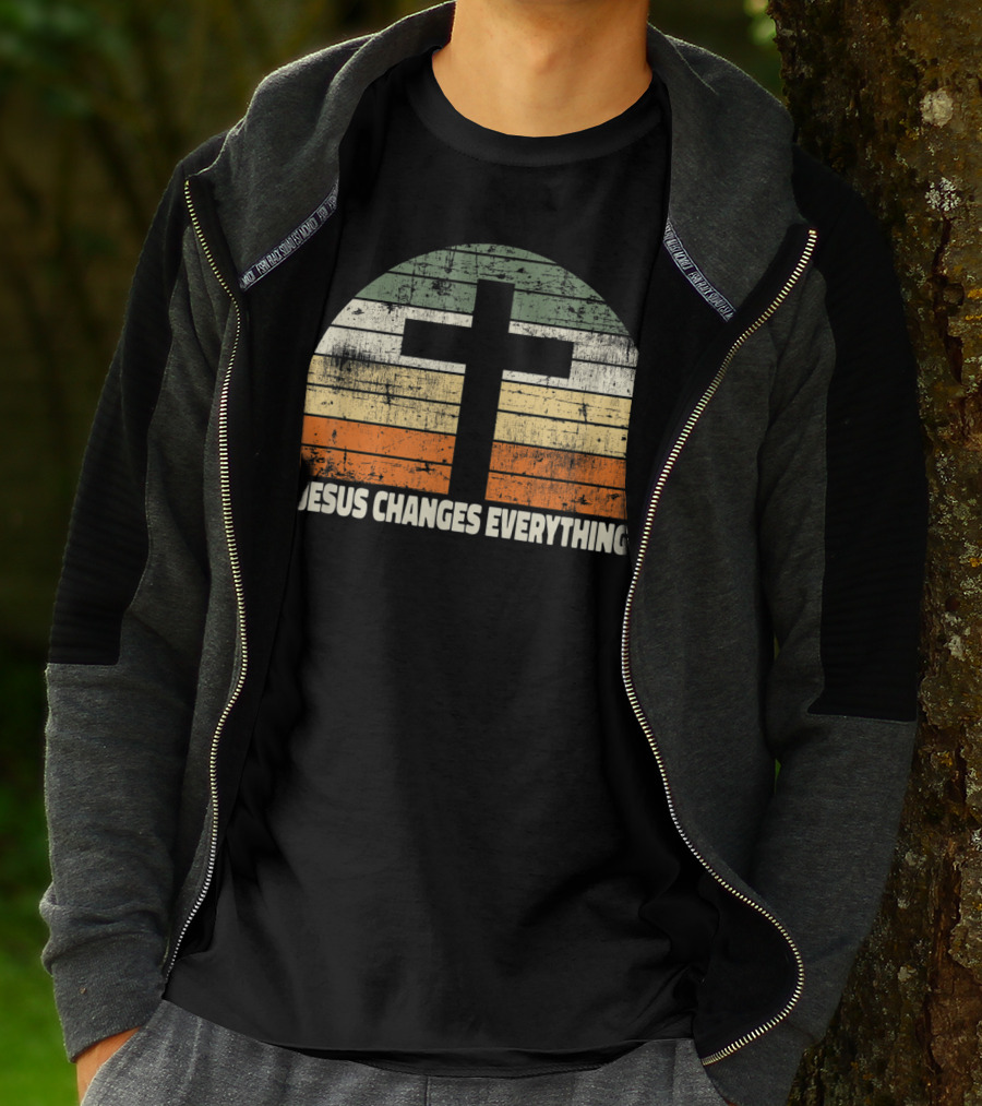 Faith Cross Vintage Jesus Changes Everything T-Shirt