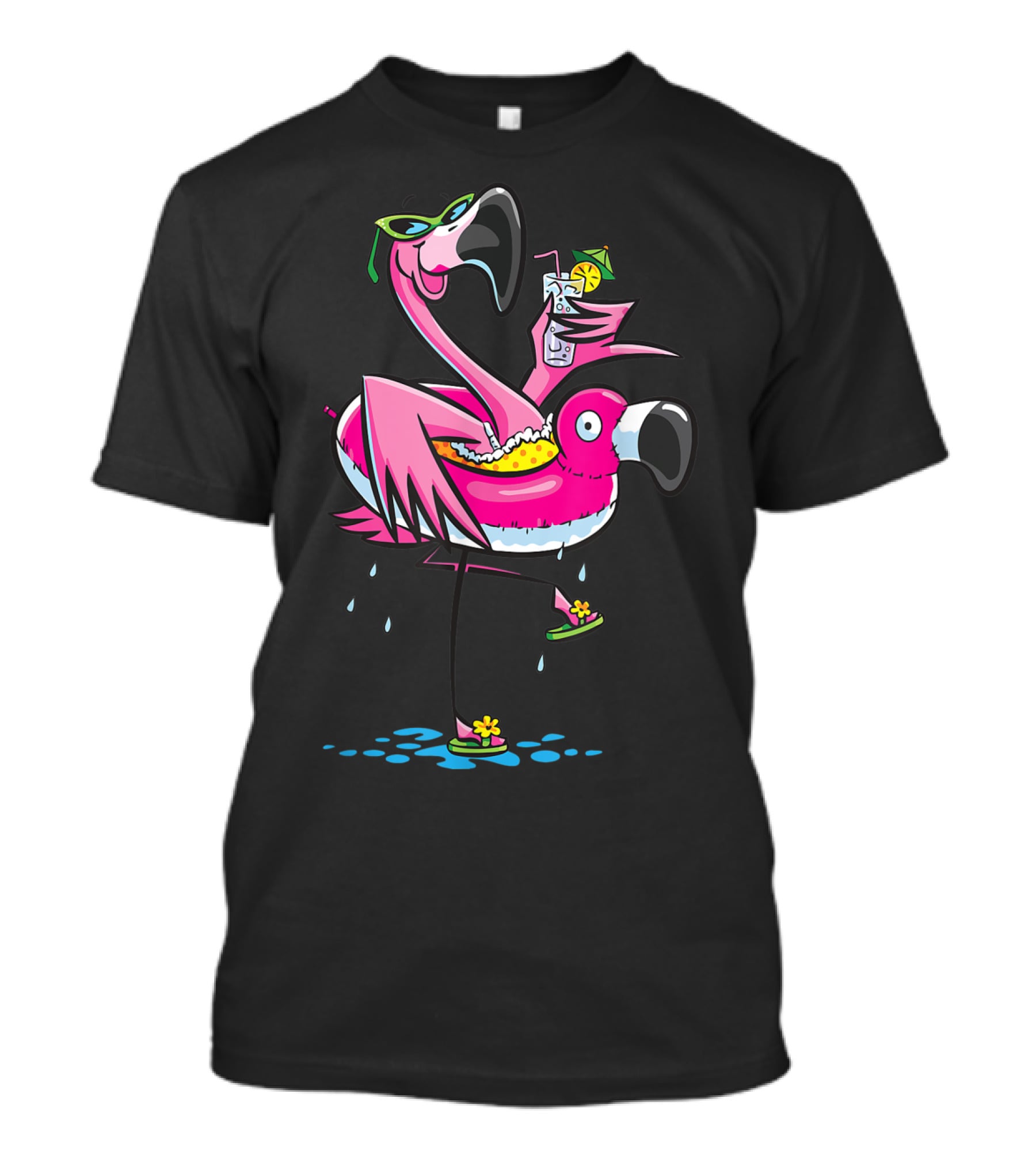 Flamingo That's What I Do I Drink And I Know Things With Sunglasses And Tropical Drink T-Shirt