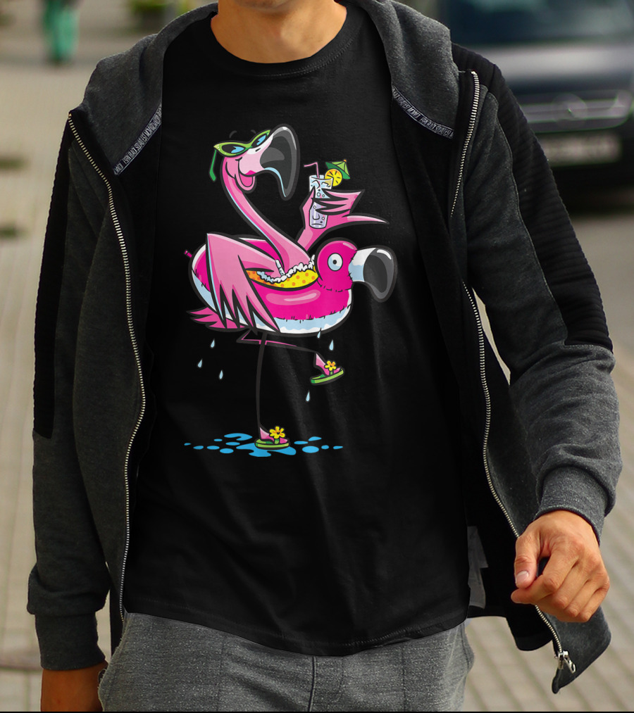 Flamingo That's What I Do I Drink And I Know Things With Sunglasses And Tropical Drink T-Shirt