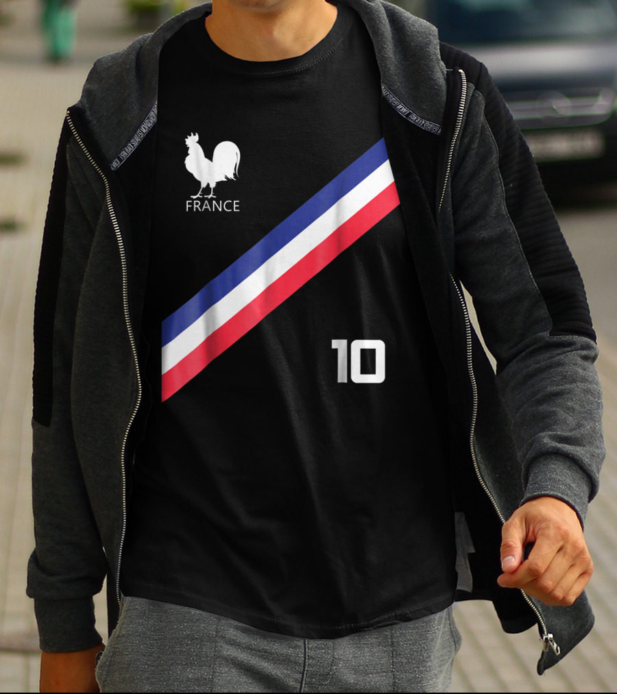 FRANCE JERSEY SOCCER FRENCH FOOTBALL ROOSTER STRIPE NUMBER 10 T-Shirt