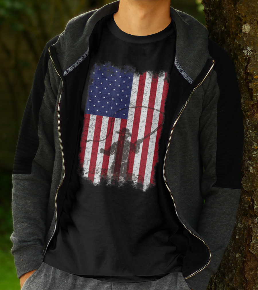 American Flag Fly Fishing Fisherman T-Shirt