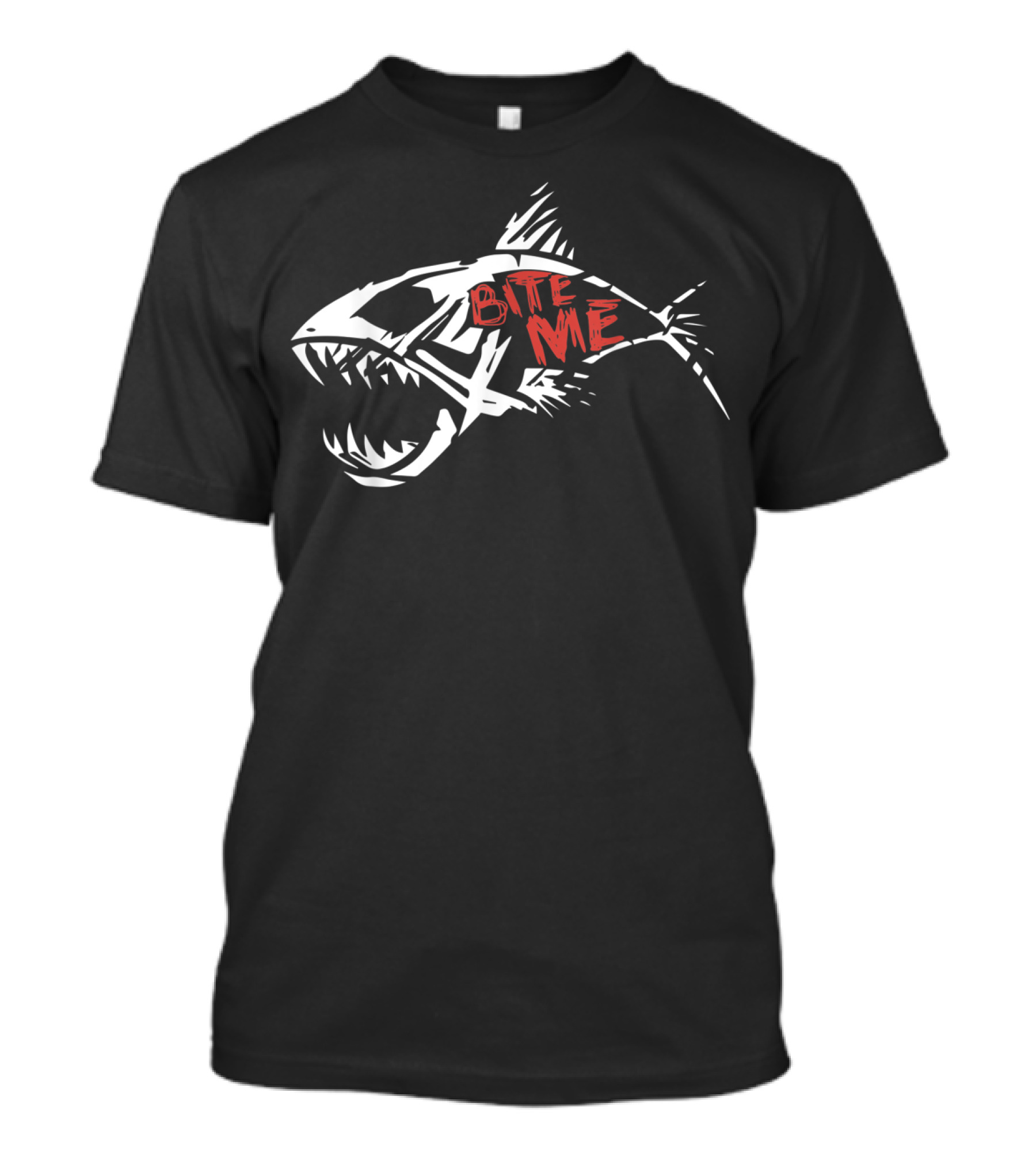 Bite Me Shark Skeleton Funny Fishing T-Shirt