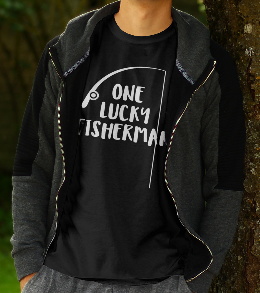 One Lucky Fisherman Couples Matching Love Fishing Husband T-Shirt