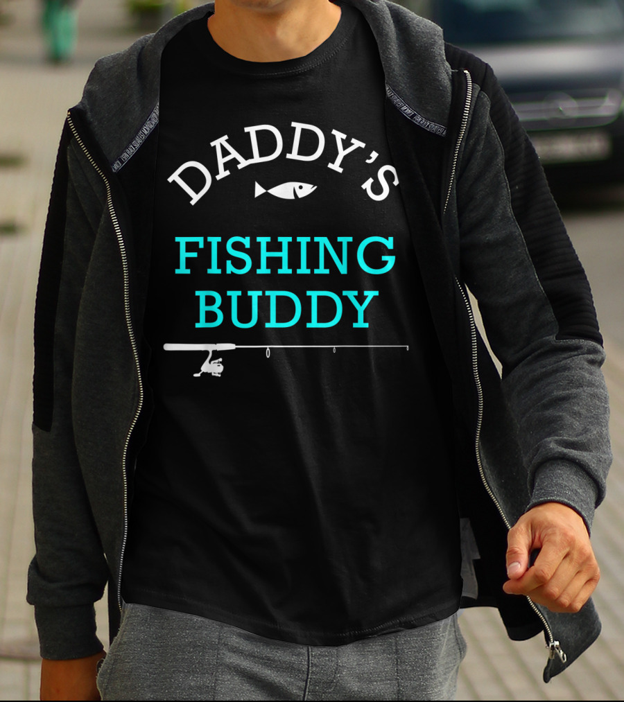 Daddy's Fishing Buddy Funny Fish And Rod T-Shirt