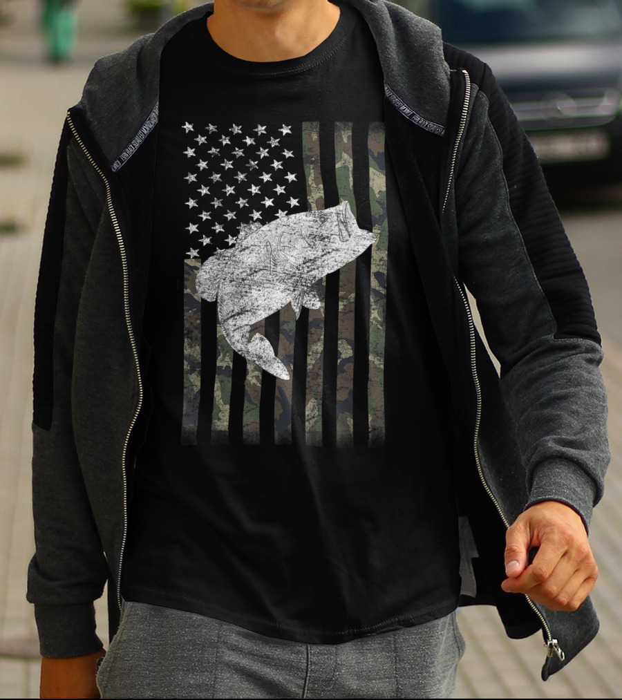 Camouflage American Flag Bass T-Shirt