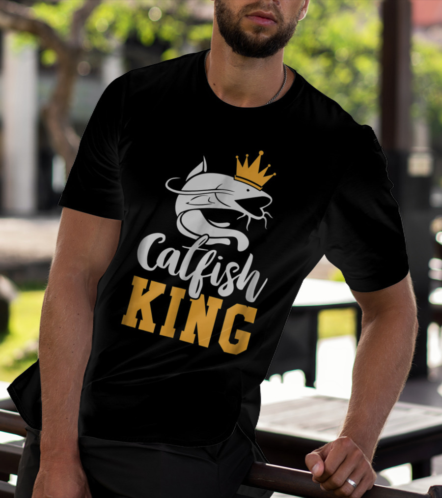 Catfish King Crowned Fishing Humor Trophy T-Shirt