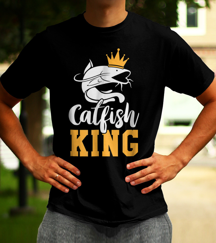 Catfish King Crowned Fishing Humor Trophy T-Shirt