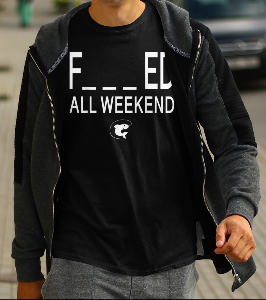 Fished All Weekend Funny Fishing Tee Cod Fish Image T-Shirt
