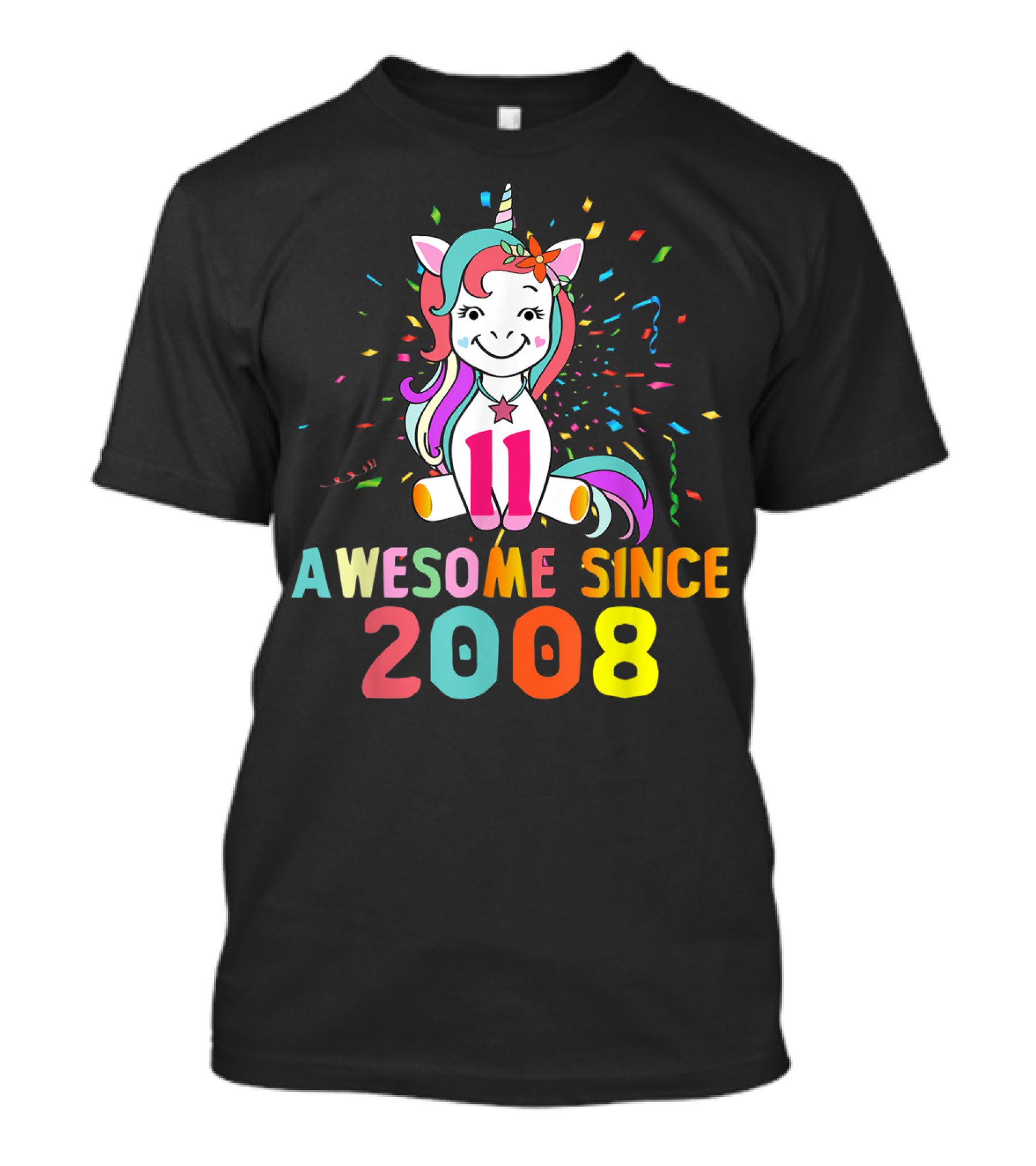 11 Awesome Unicorn Birthday 2008 Since T-Shirt