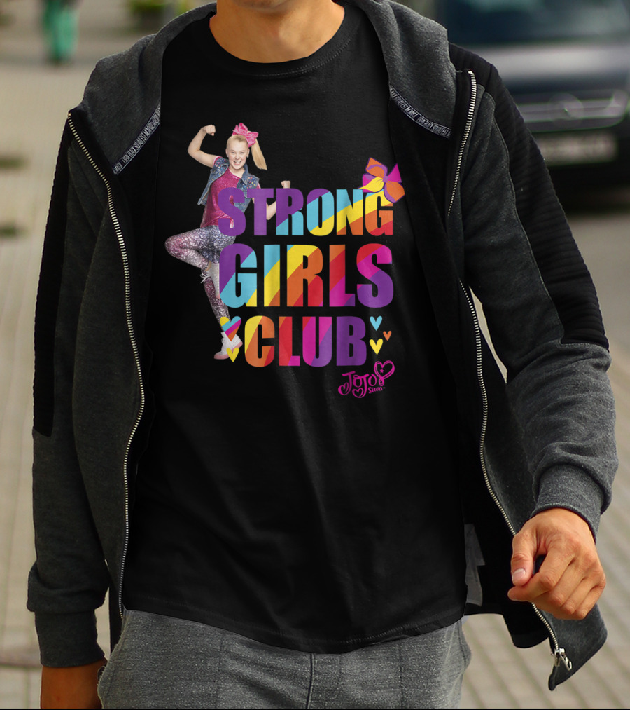 Jojo Siwa Strong Girls Club Rainbow Hearts And Bow Flex T-Shirt