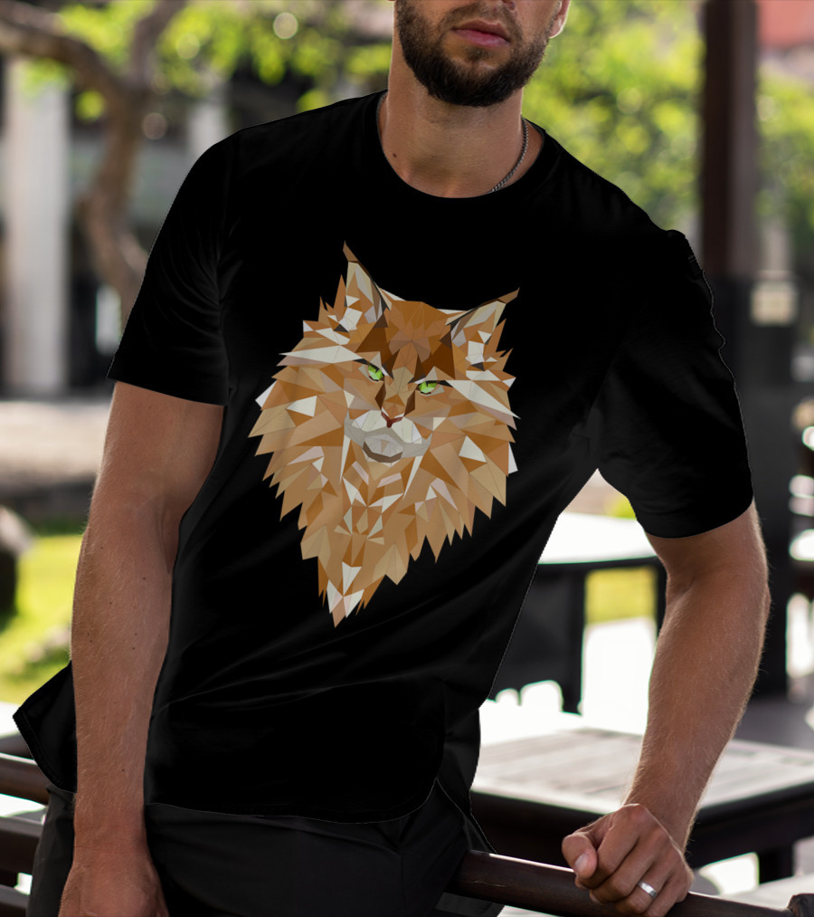 Maine Coon Cat Geometric T-Shirt