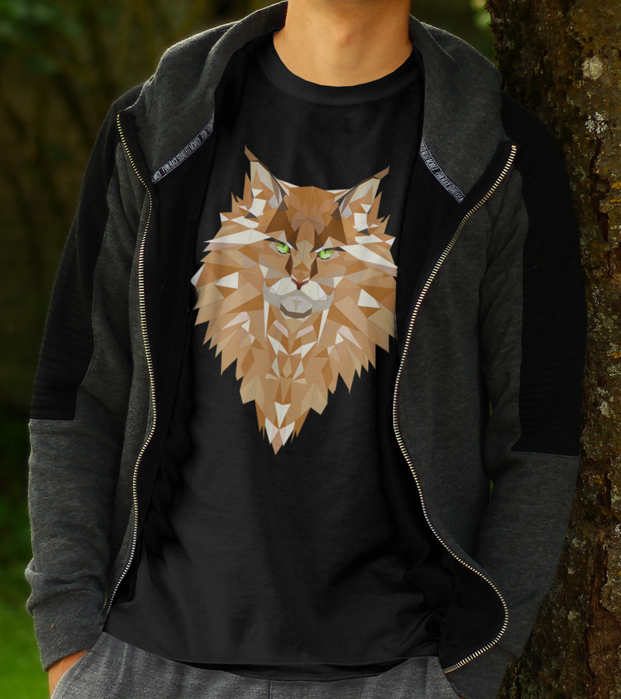 Maine Coon Cat Geometric T-Shirt