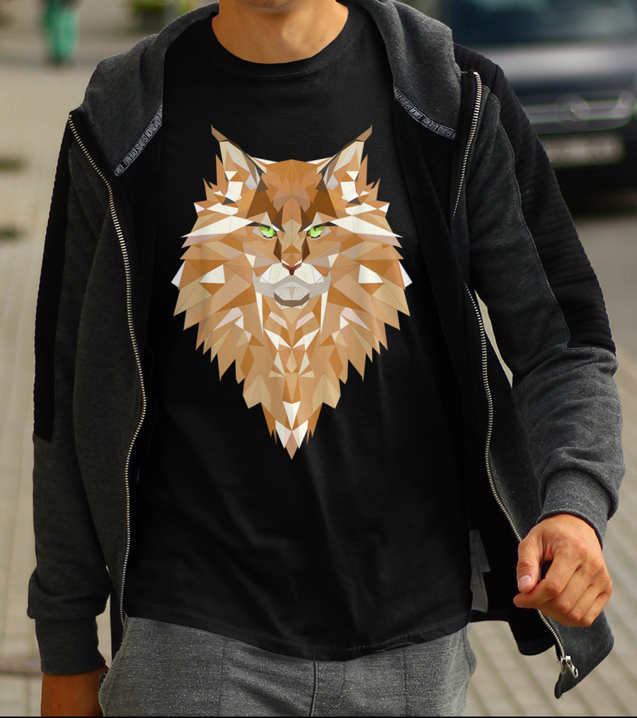 Maine Coon Cat Geometric T-Shirt