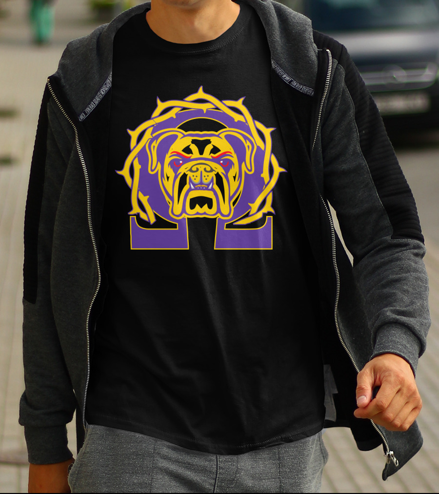 Omega Que Dawg Psi Phi Purple Gold Bulldog T-Shirt