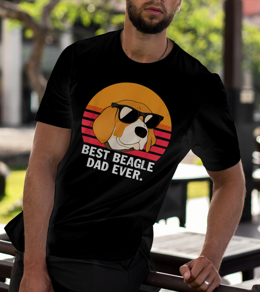 Best Beagle Dad Ever Vintage Style Beagle With Sunglasses T-Shirt