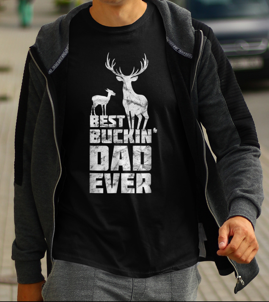Best Buckin' Dad Ever Deer Stag And Fawn T-Shirt
