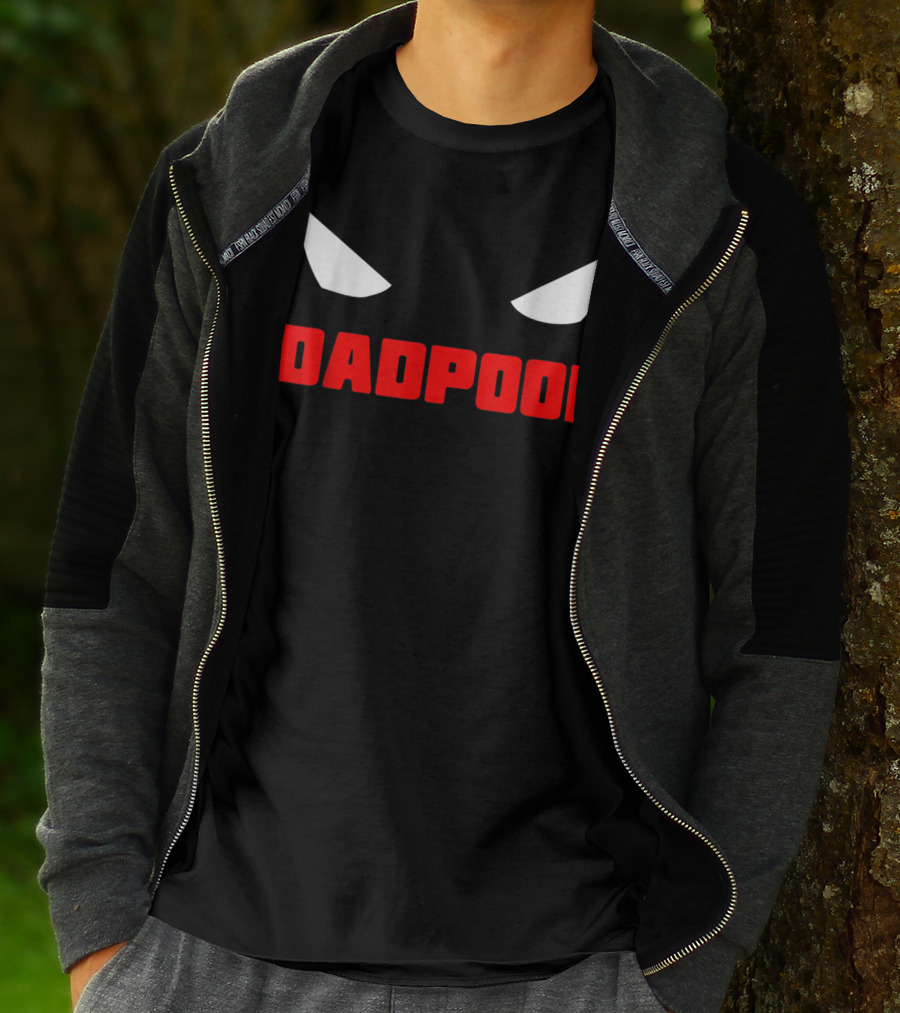 Dadpool Mens Funny Superhero Superdad With Iconic Mask Eyes T-Shirt