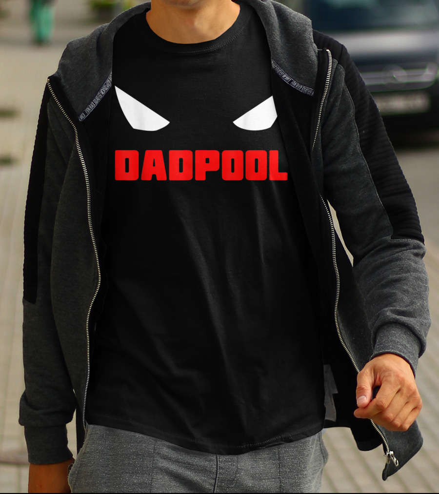 Dadpool Mens Funny Superhero Superdad With Iconic Mask Eyes T-Shirt