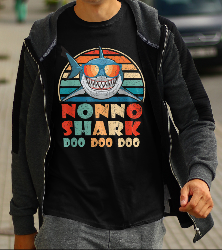 Nonno Shark Doo Doo Doo Retro Sunglasses Vintage Family Birthday T-Shirt