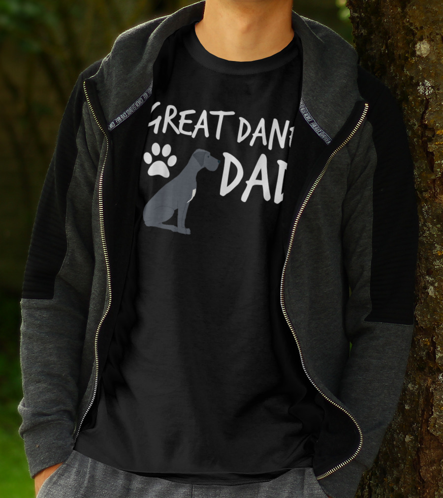 Great Dane Dad Dog Paw Print Puppy Lover T-Shirt