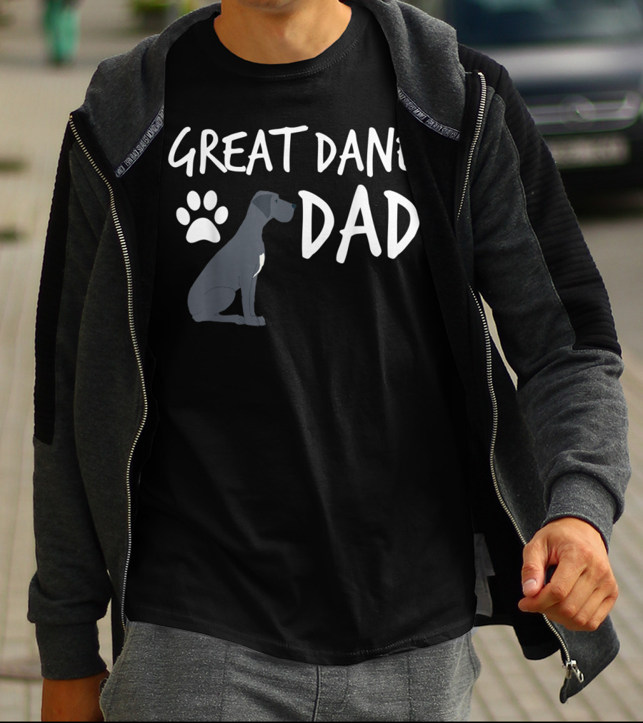 Great Dane Dad Dog Paw Print Puppy Lover T-Shirt