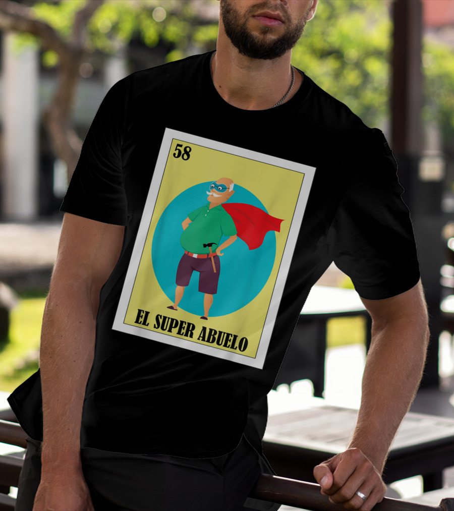 58 Mens Loteria El Super Abuelo Reg Hero Grandpa T-Shirt