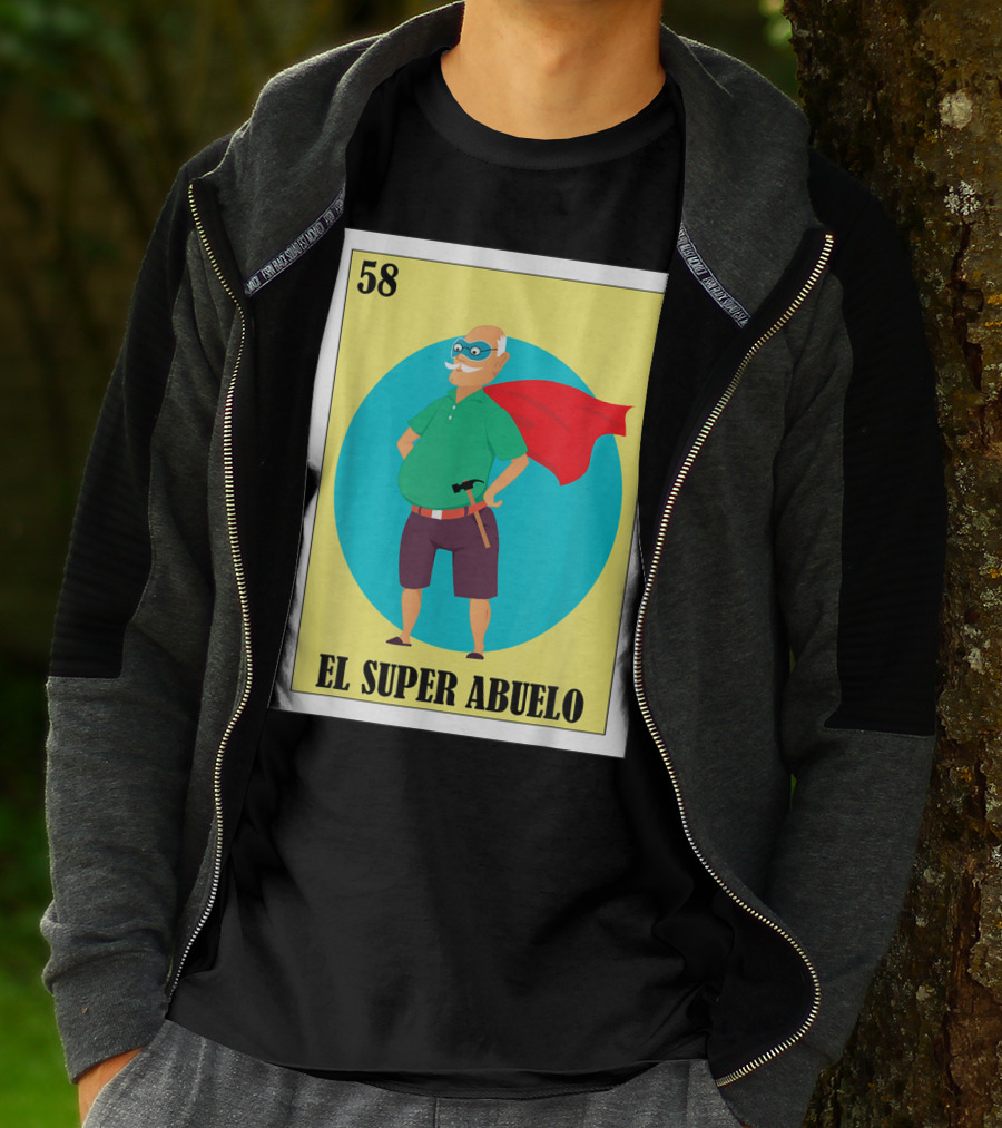 58 Mens Loteria El Super Abuelo Reg Hero Grandpa T-Shirt